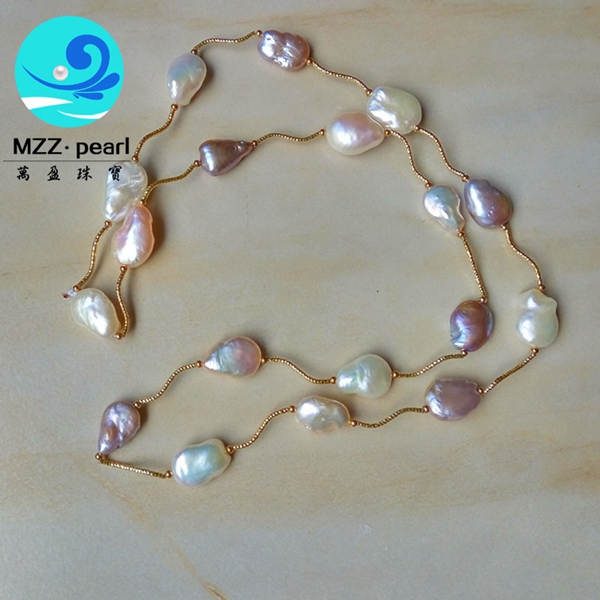 Long designs Tin Cup Pearl NecklaceFreshwater Pearl Necklace with AAA