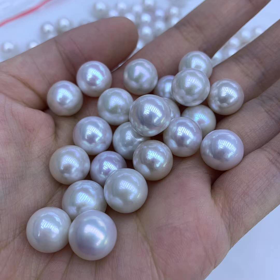 genuine white delicate pearl cultured nucleated freshwater round pearl beads for lady pearl
