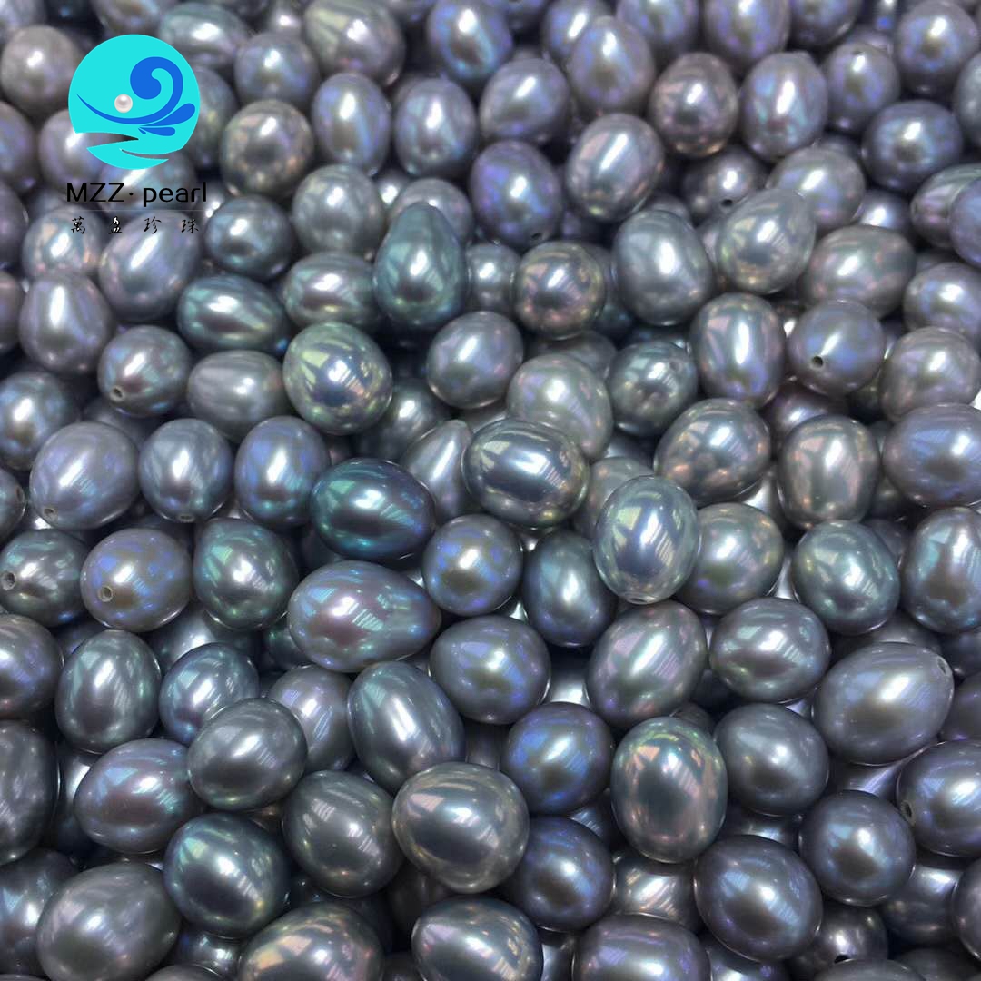 grey rice freshwater pearls loose beads 7mm for wholesale