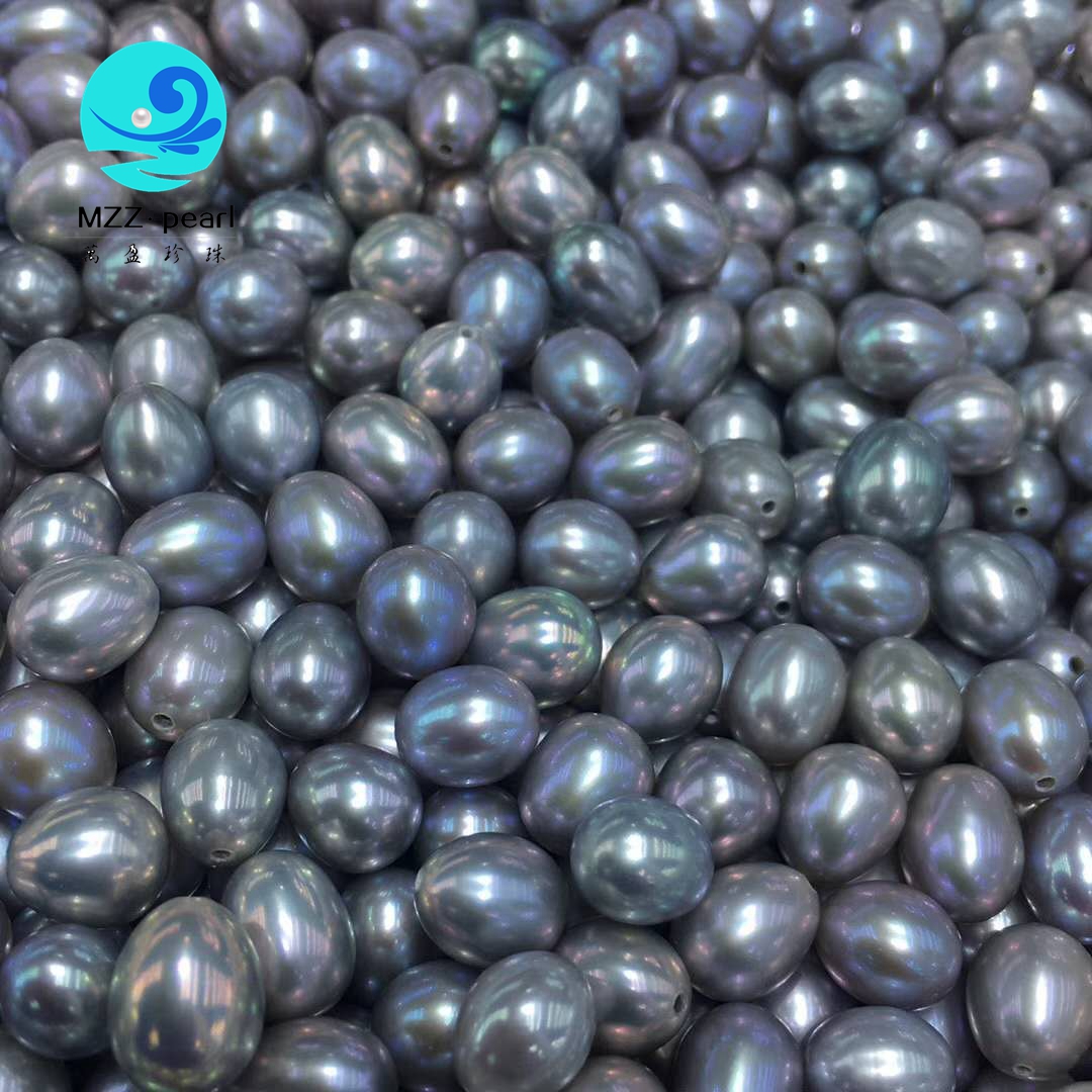 grey rice freshwater pearls loose beads 7mm for wholesale