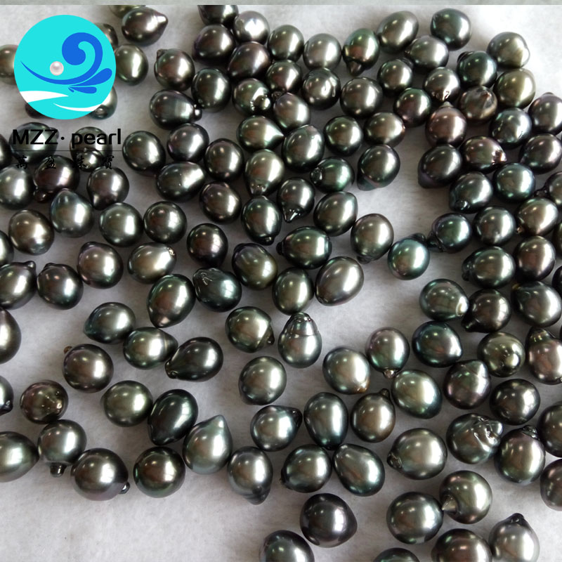 2016 new arrival black baroque shape tahitian loose pearl beads 9-10mm ...